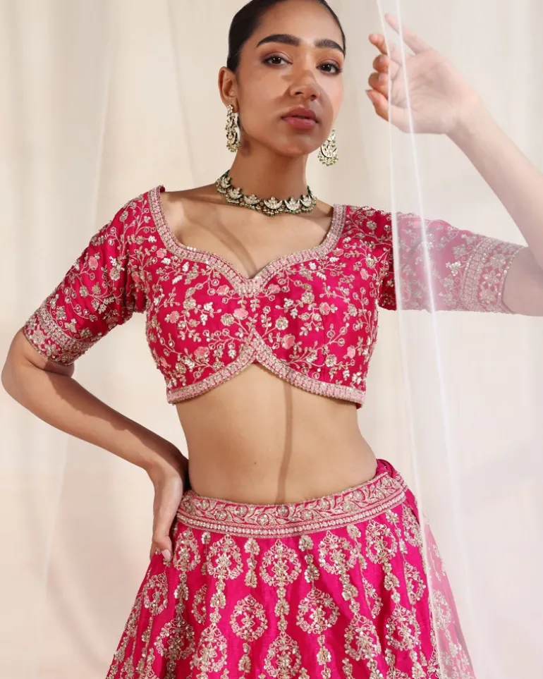 Aarya Fuchsia Embroidered Lehenga Set