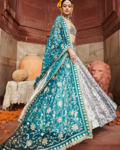 Aasmani Lampi Lehenga Set