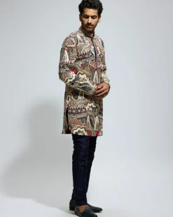 Abstract Heavily Embellished Short Kurta Set