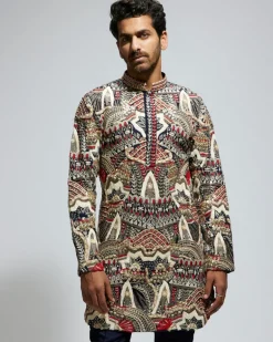 Abstract Heavily Embellished Short Kurta Set