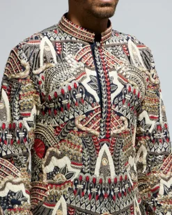 Abstract Heavily Embellished Short Kurta Set