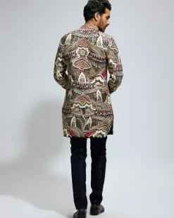 Abstract Heavily Embellished Short Kurta Set