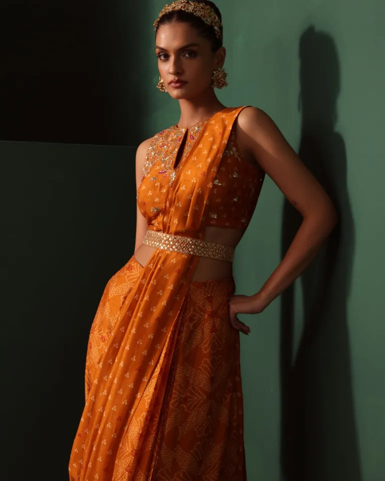 Ahana Pre-Draped Sari Set