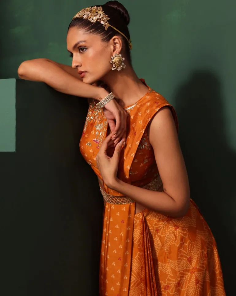 Ahana Pre-Draped Sari Set