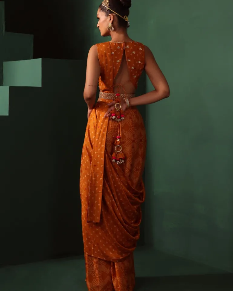 Ahana Pre-Draped Sari Set