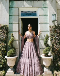 Aiza Dusty Mauve Sequin Lehenga Set