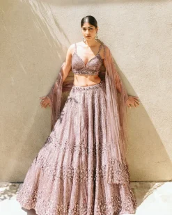 Aiza Dusty Mauve Sequin Lehenga Set