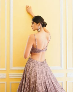 Aiza Dusty Mauve Sequin Lehenga Set