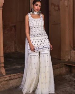 Alice Ivory Embroidered Gharara Set
