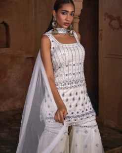 Alice Ivory Embroidered Gharara Set