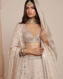 All Gold & Multithread Sand Floral Lehenga Set