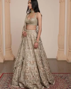 All Gold Sand Floral Lehenga Set