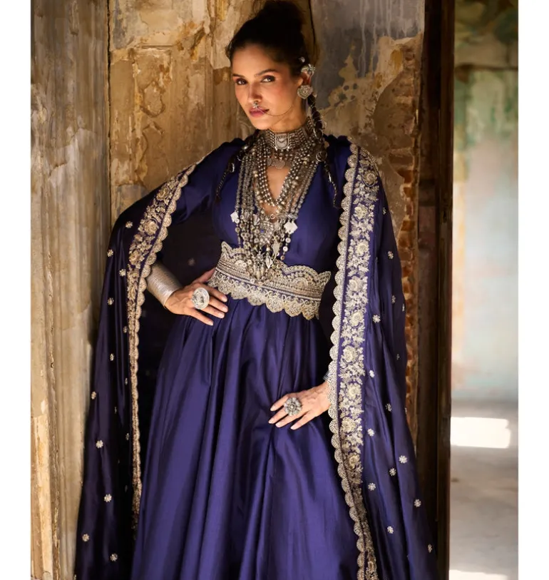Alwar Chiniya Anarkali Set