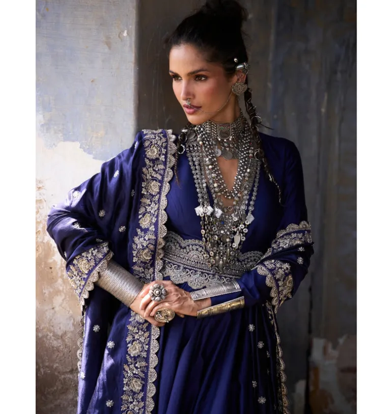 Alwar Chiniya Anarkali Set