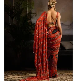 Amber Aura Draped Sari Set