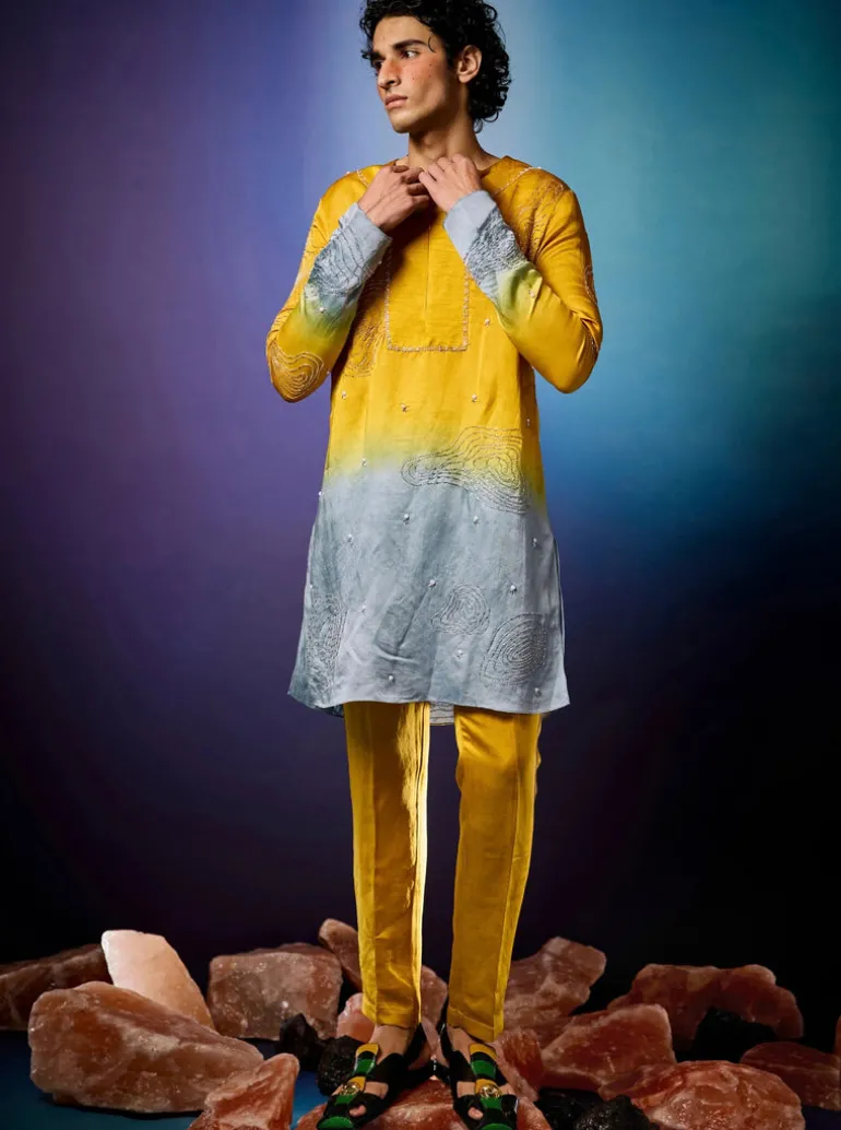 Amber Ombre Ripplet Kurta Set