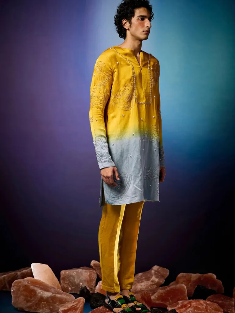 Amber Ombre Ripplet Kurta Set