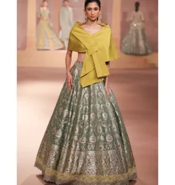 Amira Mint Mustard Lehenga Set