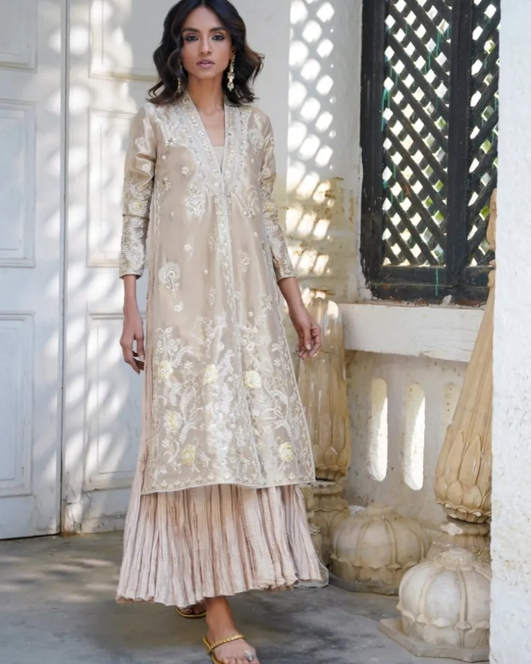 Anam Crushed Anarkali And Jacket Set
