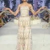 Anam Off White Corset Embroidered Choli With Ochre Forest Whisper Print Sharara Set