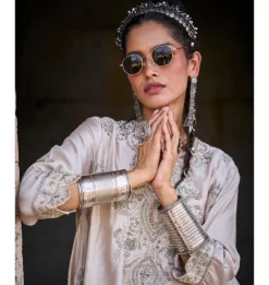 Anandika Beige Embroidered Tunic Set