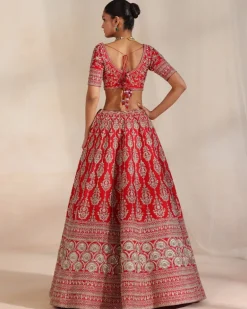Anise Red Embroidered Lehenga Set