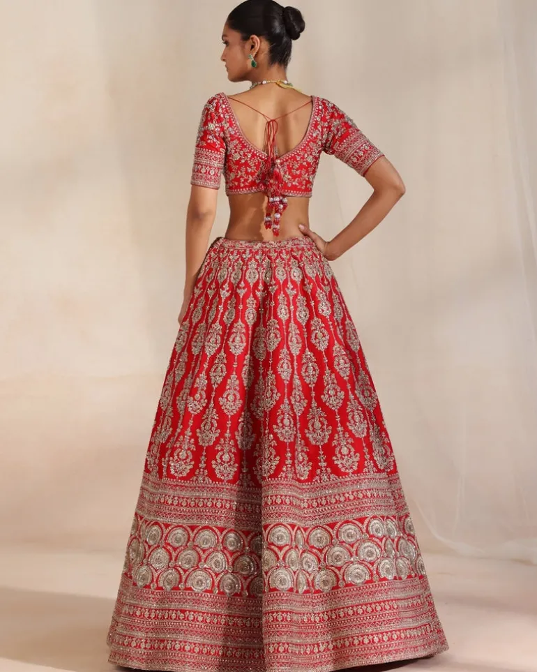 Anise Red Embroidered Lehenga Set