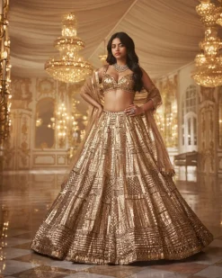 Antique Gold Embellished Lehenga Set