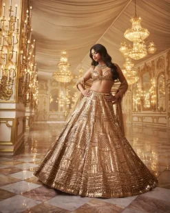 Antique Gold Embellished Lehenga Set
