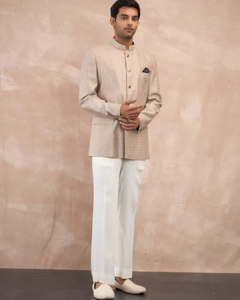 Antique Inara Motif Bandhgala Set