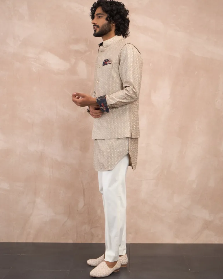 Antique Inara Motif Foe & Sb Kurta Set