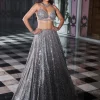 Antique Silver Mirror Work Lehenga Set