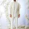 Antique Silver Open Sherwani Set