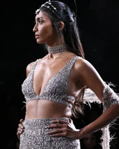Aphrodite Embroidered Skirt Paired With A Choli And A Trail Cape