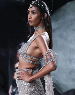 Aphrodite Embroidered Skirt Paired With A Choli And A Trail Cape