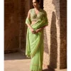 Apple Green Organza Sari Set