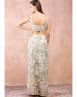 Applique Embroidered Blouse And Skirt Set