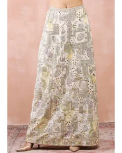 Applique Embroidered Blouse And Skirt Set