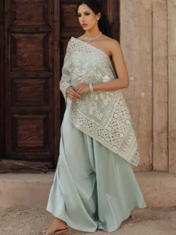 Aqua Bandeau With Pant Set
