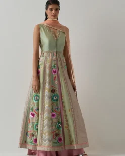 Aqua Jacket Anarkali Set