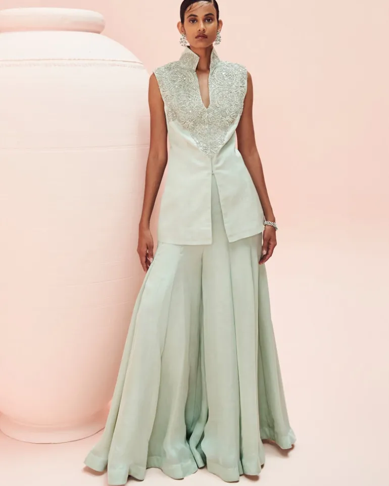 Aqua Jacket And Pants Set