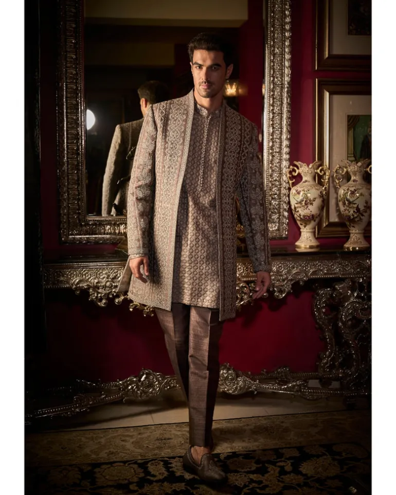 Ash Grey Open Jacket Set
