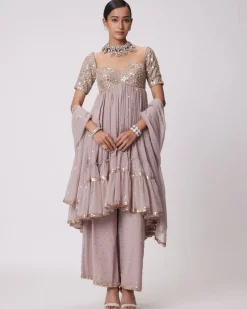 Ash Pink High Low Kurta Set