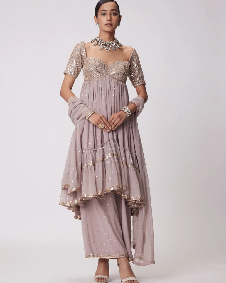 Ash Pink High Low Kurta Set