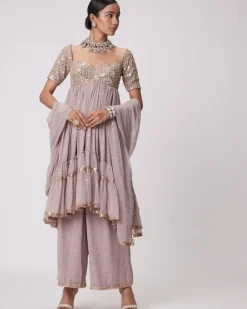 Ash Pink High Low Kurta Set