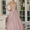 Ash Pink Mirror Hand Embroidered Lehenga Set