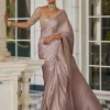 Ash Pink Satin Sari Set