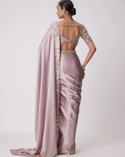 Ash Pink Satin Sari Set