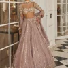Ash Pink Sequin And Mirror Embroidered Lehenga Set