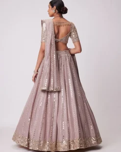 Ash Pink Sequin And Mirror Embroidered Lehenga Set